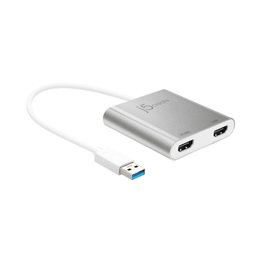 J5Create USB 3.0 to Dual HDMI™ Multi-Monitor Adapter JUA365 - 4K & 2K Display Support, External Video Card