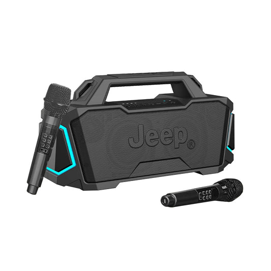 JEEP JP SW003 Outdoor Bluetooth Speakers with Microphone - 40W Dual Drivers, RGB Lighting, IPX5 Waterproof, 12000mAh Power Bank, and Multiple Playback Modes