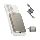 Momax Charger Ensemble – Q.Mag X 10 000mAh Magnetic Wireless Battery Pack + 60W USB-C Magnetic Cable + 30W GaN Charger