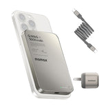 Momax Charger Ensemble – Q.Mag X 5000mAh Magnetic Wireless Battery Pack + 60W USB-C Magnetic Cable + 30W GaN Charger
