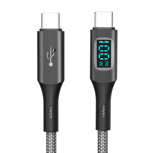 Moxom 100W 1.5m Type-C to Type-C Cable with Charging Status Mini-Display - Fast Charging Cable with Intelligent Sensor