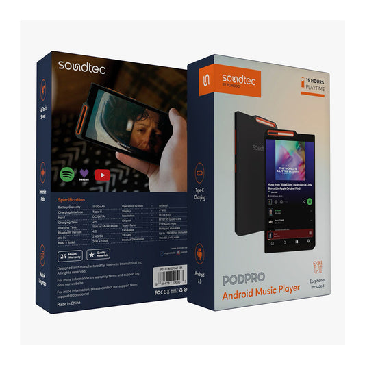 Porodo Soundtec Android Music Player – Full-Touch Screen | Immersive Audio | Multi-Language Support