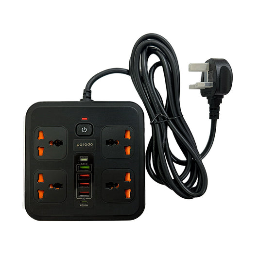 Porodo Multi-Port Super Hub 2 USB-C / 4 USB-A Universal AC Sockets