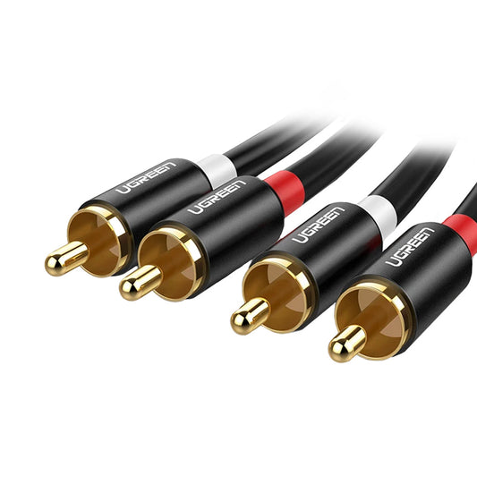 UGreen 3M RCA Male to RCA Male Stereo Audio Cable | High-Quality ABS Material for Clear Audio Transmission