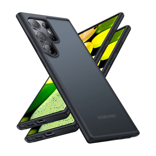Torras Guardian Case for Samsung S24 Ultra - Black | Slim Fit, Military-Grade Protection, Transparent Back