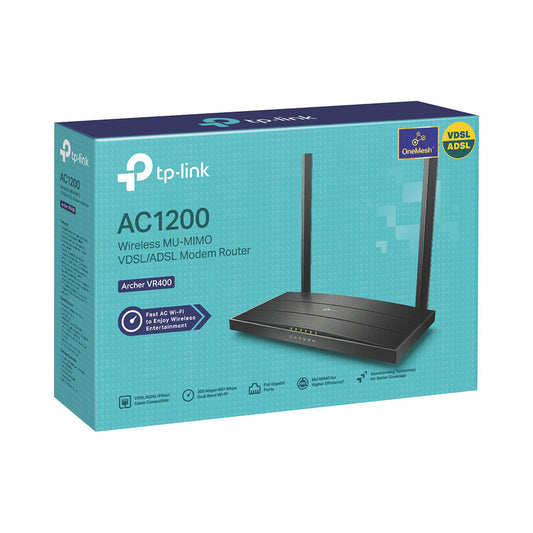 TP-Link AC1200 Archer VR400 Wireless MU-MIMO VDSL/ADSL Modem Router – High-Speed Dual-Band WiFi & Mesh Network Compatible