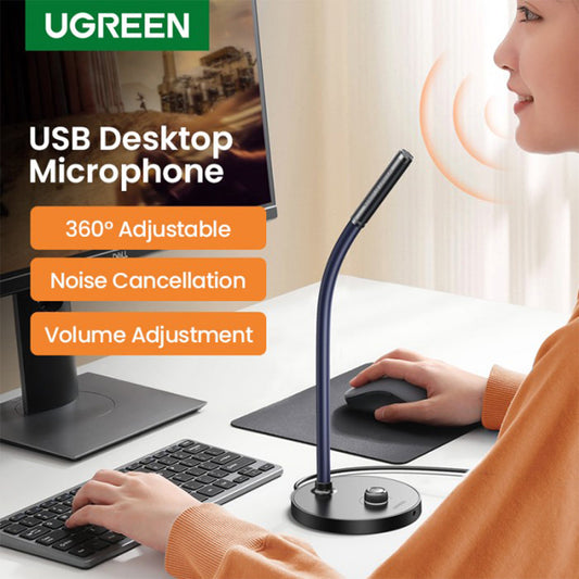 UGreen 90416 Desktop USB Microphone | 360° Omnidirectional | One Button Mute | Flexible Design