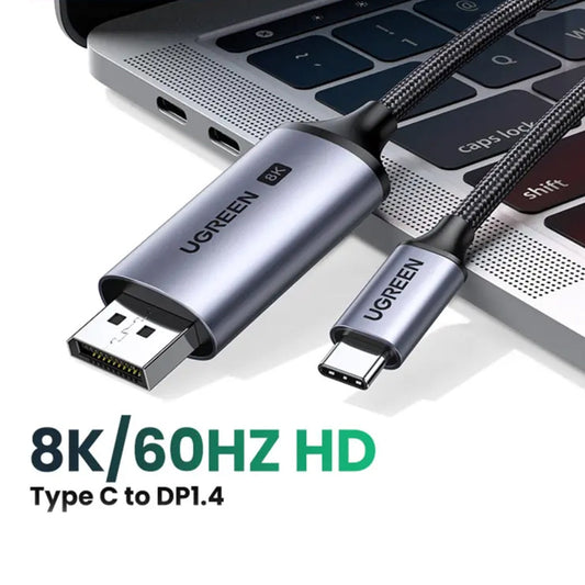 UGreen USB-C to DisplayPort Cable 8K@60Hz | High-Speed DisplayPort 1.4 Cable with HDR, FreeSync & G-Sync Support